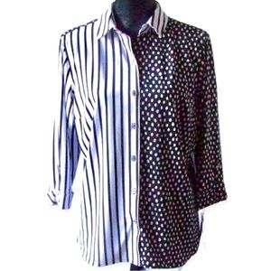 Nygard stripe and leopard print shirt